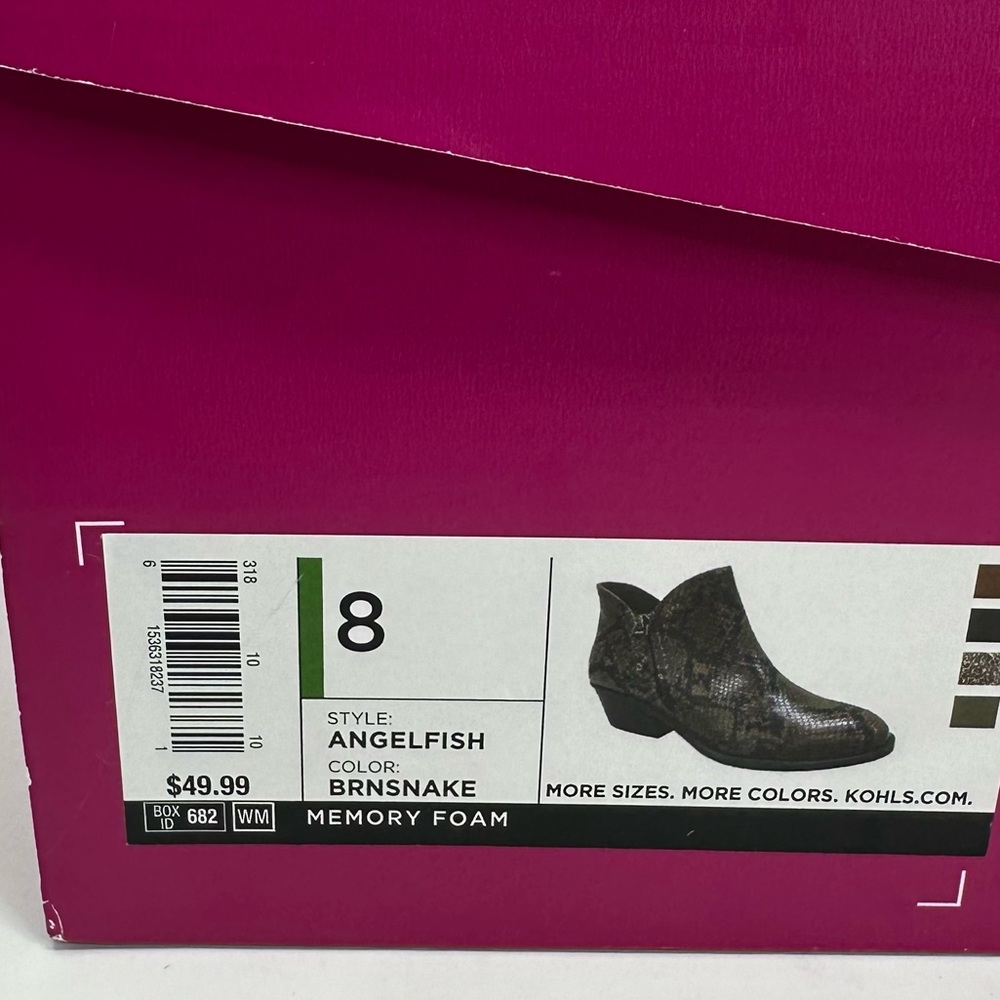 SO Angelfish Women's Brown Snake Ankle Boots - Picture 15 of 15